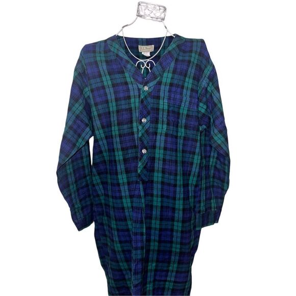 VINTAGE L.L. Bean Plaid Tartan Flannel Night Shirt Nightgown LL Bean Mens VTG 19 - Picture 3 of 10